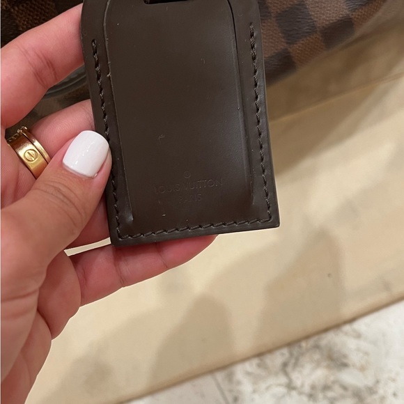 Louis Vuitton keepall 50 travel bag in ebene damier canvas and brown leather. - Picture 6 of 9